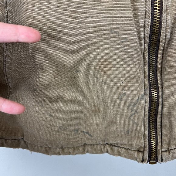 Woolrich Vest Men XL Brown Sherpa Fleece Lined Canvas Full Zip Work Outdoor WORN - Picture 13 of 16